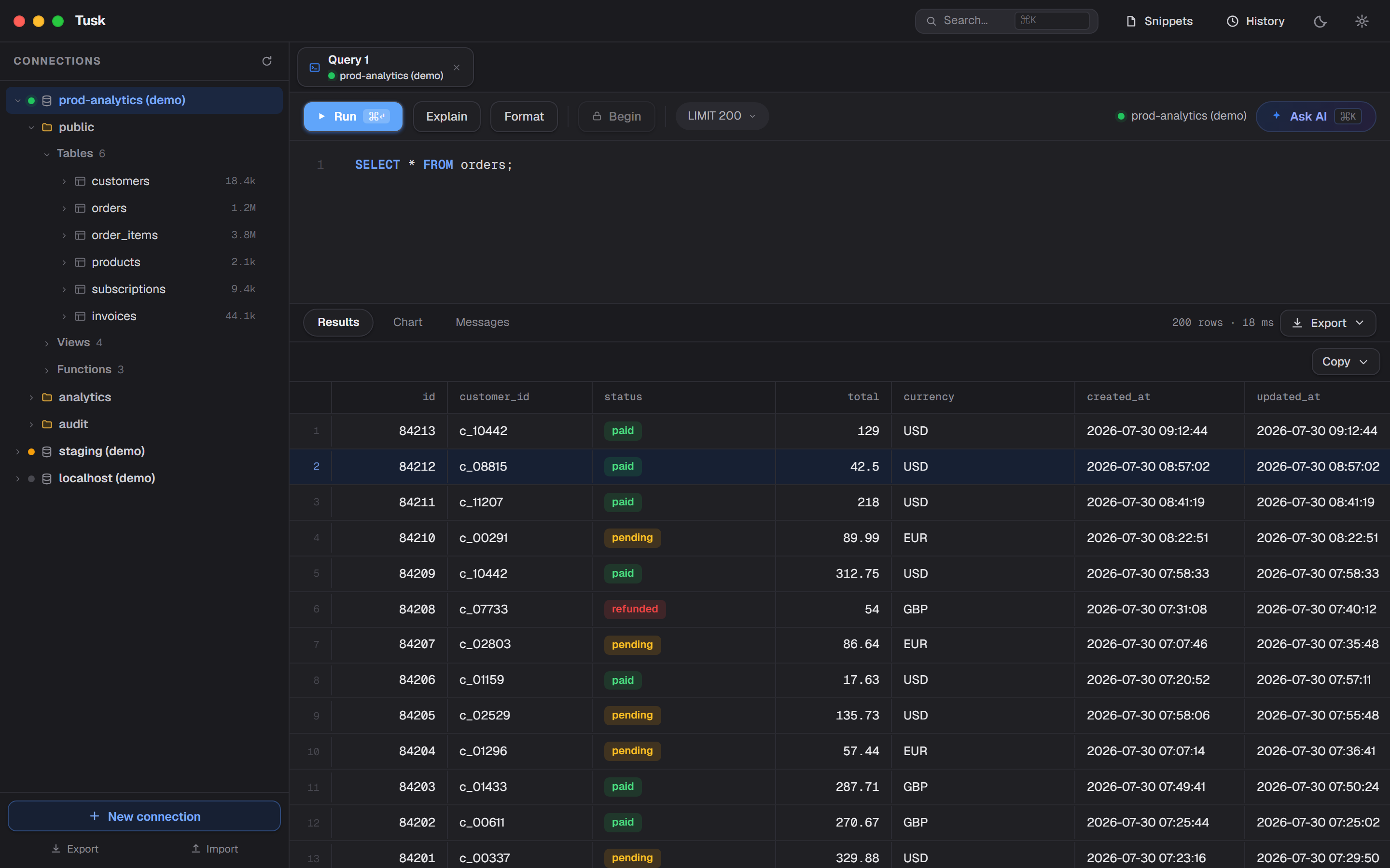 Tusk dark theme